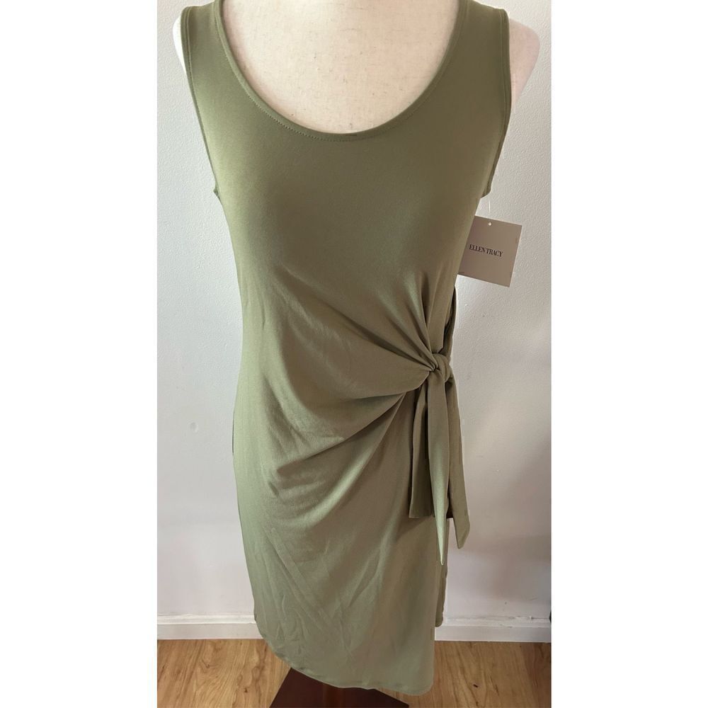 Ellen Tracy  olive green dress stretchy size xs